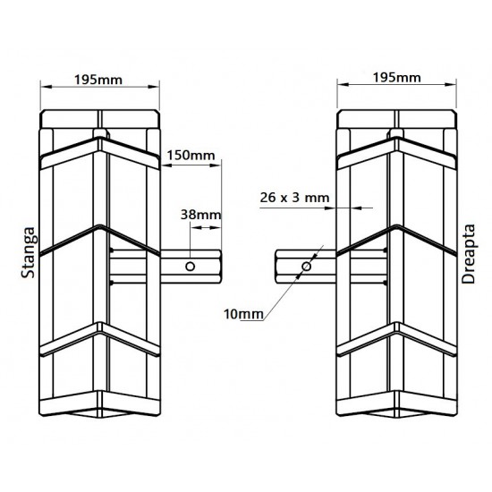 Set roti metalice 470x195 cu manicot, diametru ax 33mm, Elefant