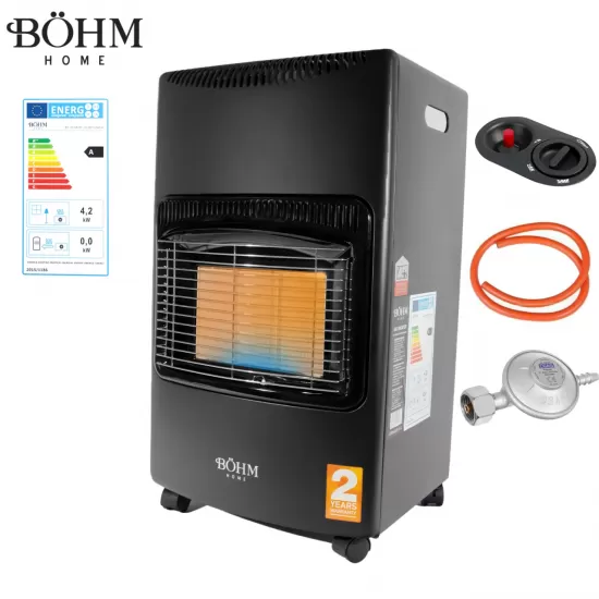 Soba pe gaz GPL BÖHM BF-003A , 4,20 kW , 3 trepte de putere , 20-80 m², Regulator GPL + Furtun GPL 1,5 m Soba pe gaz GPL BÖHM BF-003A , 4,20 kW , 3 trepte de putere , 20-80 m², Regulator GPL + Furtun GPL 1,5 m