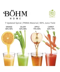 Storcător cu presare la rece pentru fructe și legume, 150 W, Material Fără BPA, BÖHM BM1533 Storcător cu presare la rece pentru fructe și legume, 150 W, Material Fără BPA, BÖHM BM1533