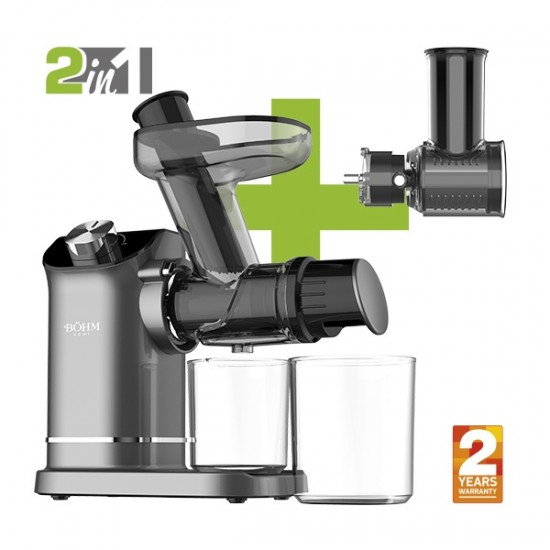 Storcător de fructe și legume cu presare la rece și răzătoare multifuncțională, 150 W,Material Fără BPA, BÖHM BM1533SM