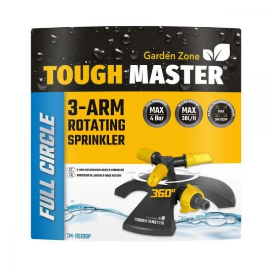 TM-RS106P TOUGH MASTER 3-Arm Sprinkler 102 m2, 0-360°, Fully Circle TM-RS106P TOUGH MASTER 3-Arm Sprinkler 102 m2, 0-360°, Fully Circle