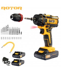Trusa autofiletanta pe acumulator 21V ROTOR RCD21 + biti, 1350 RPM, Brushless