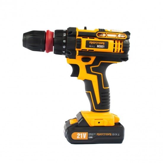 Trusa autofiletanta pe acumulator 21V ROTOR RCD21 + biti, 1350 RPM, Brushless