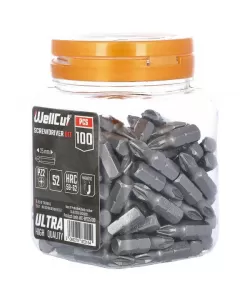 WC-BPZ25100 WELLCUT SCREWDRIVER BIT PZ2 100 PCS PZ2 25 MM WC-BPZ25100 WELLCUT SCREWDRIVER BIT PZ2 100 PCS PZ2 25 MM