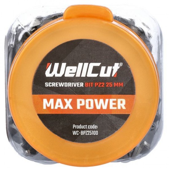 WC-BPZ25100 WELLCUT SCREWDRIVER BIT PZ2 100 PCS PZ2 25 MM