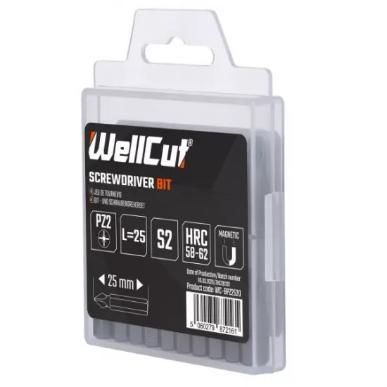 WC-BPZ2520 WELLCUT SCREWDRIVER BIT PZ2 20 PCS PZ2 25 MM WC-BPZ2520 WELLCUT SCREWDRIVER BIT PZ2 20 PCS PZ2 25 MM
