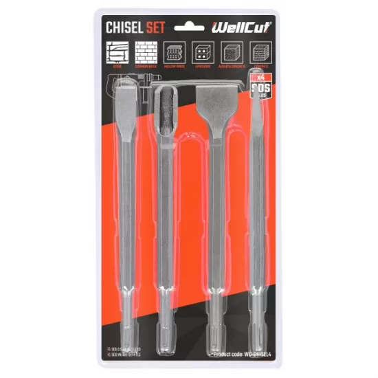 WC-CHISEL4 WELLCUT 4 PCS SDS Chisel Set WC-CHISEL4 WELLCUT 4 PCS SDS Chisel Set