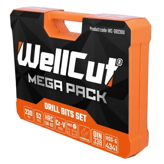 WC-DB230U WELLCUT DRILL BITS SET MEGAPACK 230PCS WC-DB230U WELLCUT DRILL BITS SET MEGAPACK 230PCS