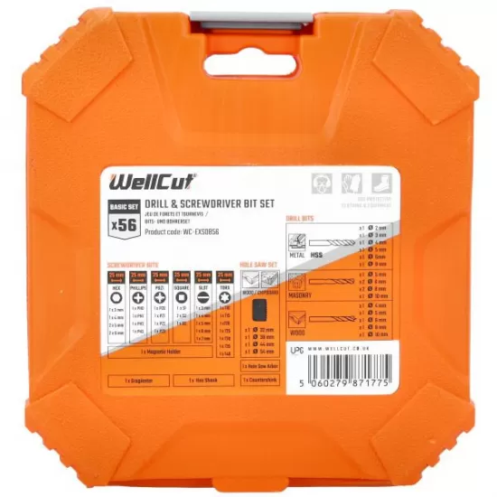 WC-DB56 WELLCUT 56 Piece Drill and Screwdriver Set WC-DB56 WELLCUT 56 Piece Drill and Screwdriver Set