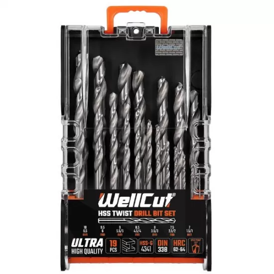 WC-HSS19PU WellcutHSS TWIST DRILL BIT SET 19 PCS, ULTRA WC-HSS19PU WellcutHSS TWIST DRILL BIT SET 19 PCS, ULTRA