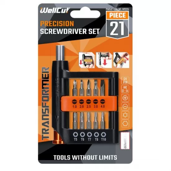 WC-MPS21U WELLCUT PRECISION SCREWDRIVER TRANSFORMER 21 PCS WC-MPS21U WELLCUT PRECISION SCREWDRIVER TRANSFORMER 21 PCS