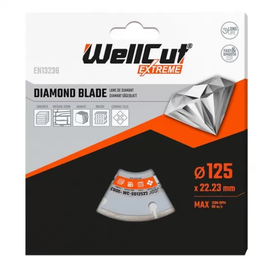 WC-SD12522 WELLCUT Diamond Blade 125x22mm WC-SD12522 WELLCUT Diamond Blade 125x22mm
