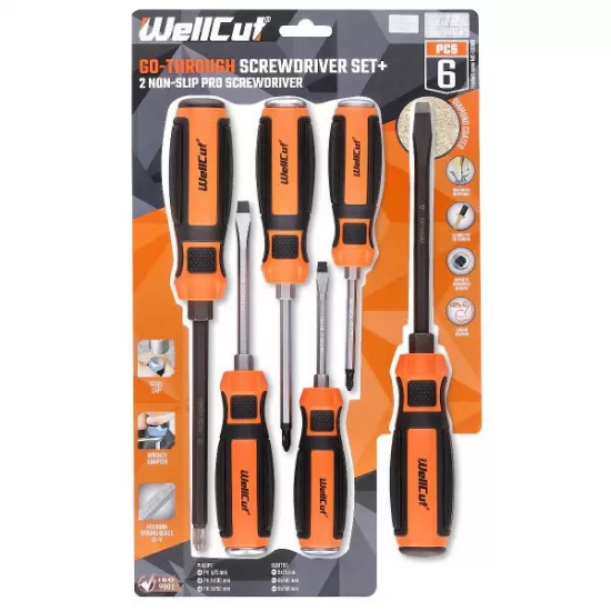 WC-SDD6U WELLCUT GO-THROUGH SCREWDRIVER NON-SLIP PRO 6 PCS WC-SDD6U WELLCUT GO-THROUGH SCREWDRIVER NON-SLIP PRO 6 PCS