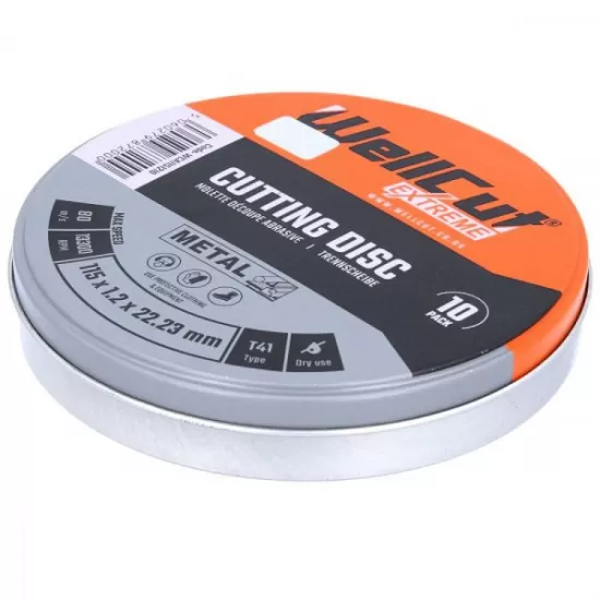WCA1152-10 Wellcut 115*1.2 cutting disc metal box Pack of 10 WCA1152-10 Wellcut 115*1.2 cutting disc metal box Pack of 10