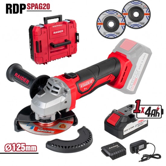 R20 Polizor unghiular Ø125mm 4Ah 2 discuri Cutie RDP-SPAG20