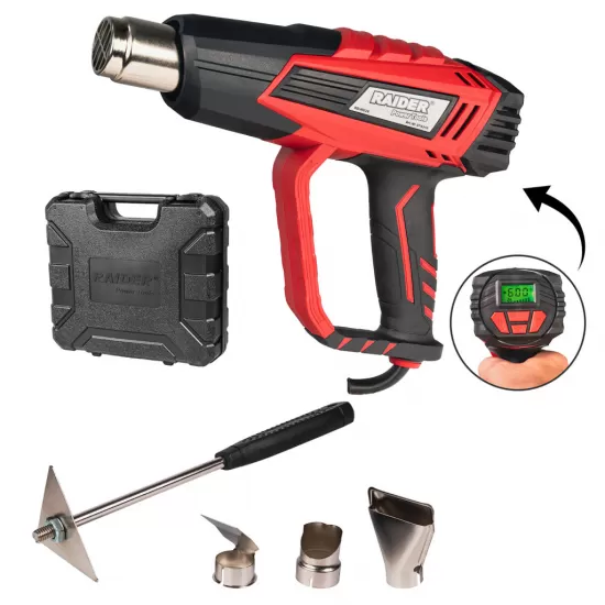 Pistol aer cald 2000W 2trepte LCD 5 accesorii valiza RD-HG28