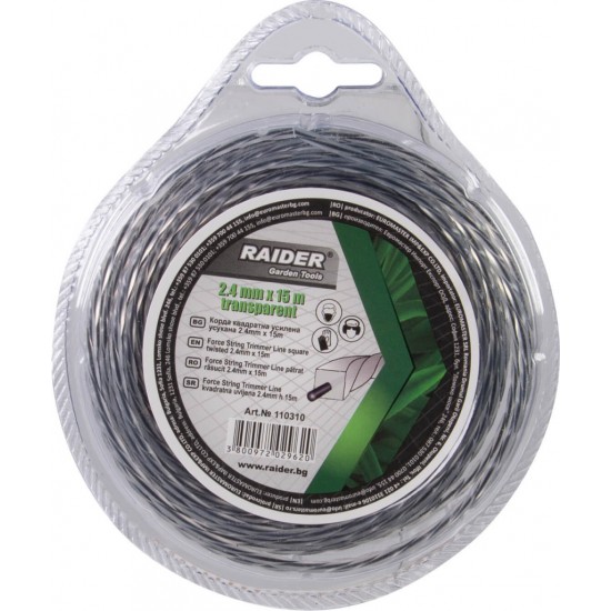Fir patrat rasucit pentru motocoase 2.4mm х 15m transparent