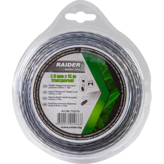 Fir patrat rasucit pentru motocoase 4.0mm х 15m transparent