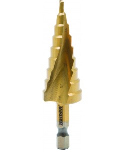 Burghiu conic in trepte HEX 1/4" HSS + TIN ø4-20mm