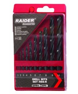 Set burghie 10pcs. Ø1, 2, 3, 4, 5, 6, 7, 8, 9, 10mm HSS-R