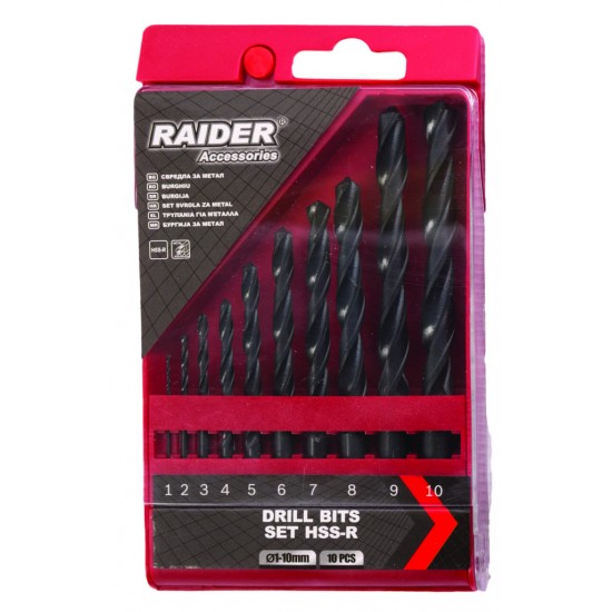 Set burghie 10pcs. Ø1, 2, 3, 4, 5, 6, 7, 8, 9, 10mm HSS-R