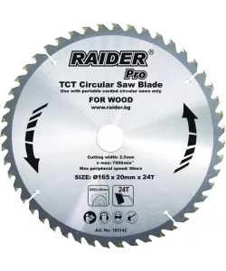 Disc circular pentru lemn 165x24Tx20mm