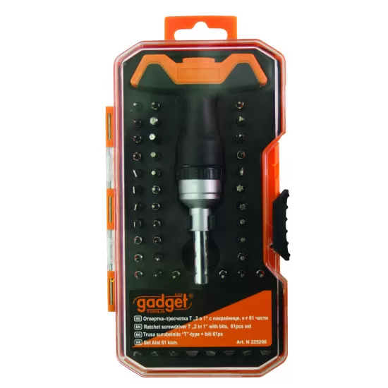 Surubelnita cu clichet ,maner T "2 in 1" cu biti , 61pcs set