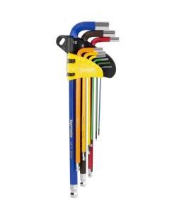 Set 9 chei imbus 1.5-10mm cu bila extra lungi COLOR TMP