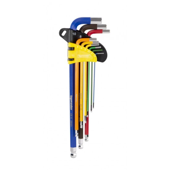 Set 9 chei imbus 1.5-10mm cu bila extra lungi COLOR TMP