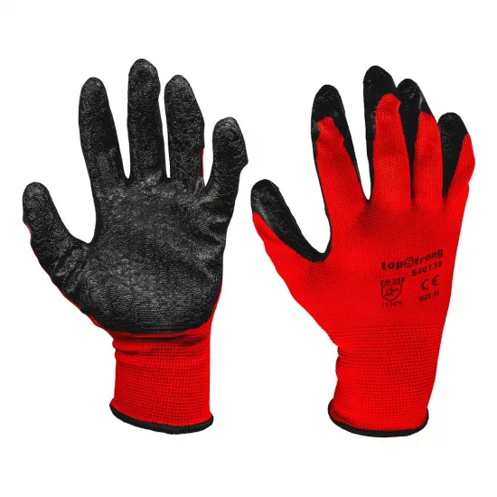 Manusi de protectie latex negu poliester rosu TS