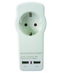 Adaptor priza Schuko cu incarcator 2xUSB 2.1A MK