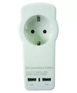 Adaptor priza Schuko cu incarcator 2xUSB 2.1A MK