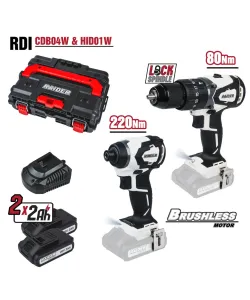 Surubelnita cu impact brushless RDI-CDB04W si HID01W 2x2Ah