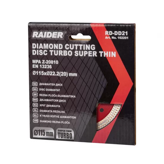 Disc diamantat TURBO super-subtire 115x22.2 mm RD-DD21