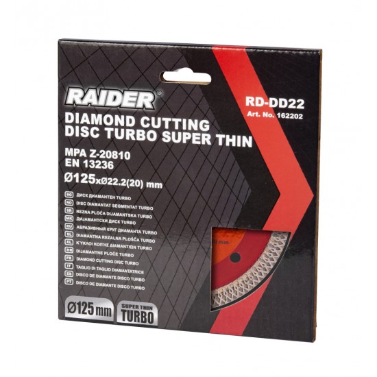 Disc diamantat TURBO super-subtire 125x22.2 mm RD-DD22
