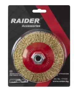 Perie conica din sarma alamita ø125mm pt polizor unghiular