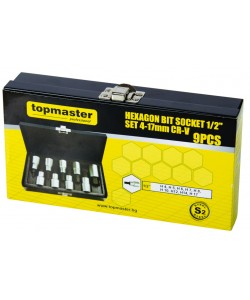 Set tubulare cu biti 1/2" 4-17mm 9pcs CR-V TMP