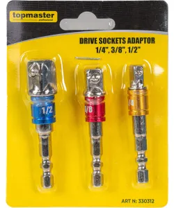 Set adaptoare pentru tubulare cu antrenare 1/4" - 3/8" - 1/2