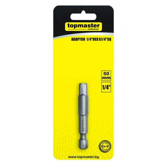 Adaptor 1/4" hex x 1/4 patrat 50mm