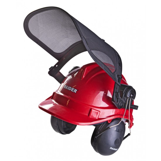 Casca de protectie, viziera cu plasa si protectie urechi RD