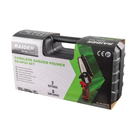 Mini-fierastrau de gradina 12V 4” 2x2Ah cu 3 lanturi in cuti