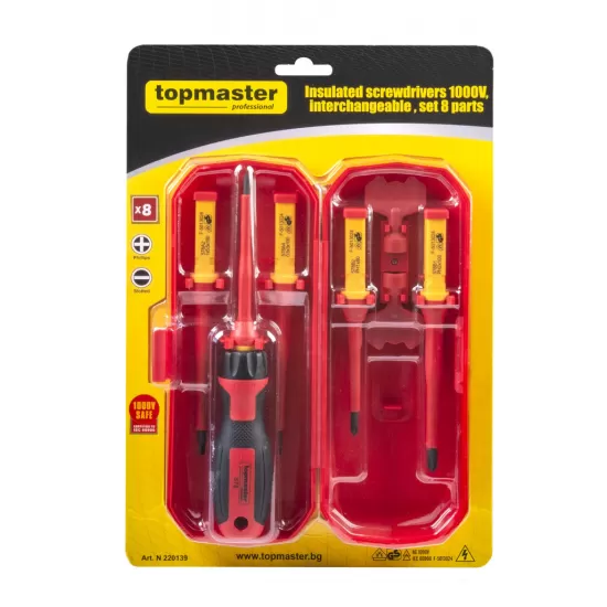 Set 8 surubelnite izolate VDE 1000V cu maner unic TMP