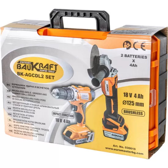 Polizor ungh. si mas. gaurit cu percutie 18V 2x4Ah BK-AGCDL2