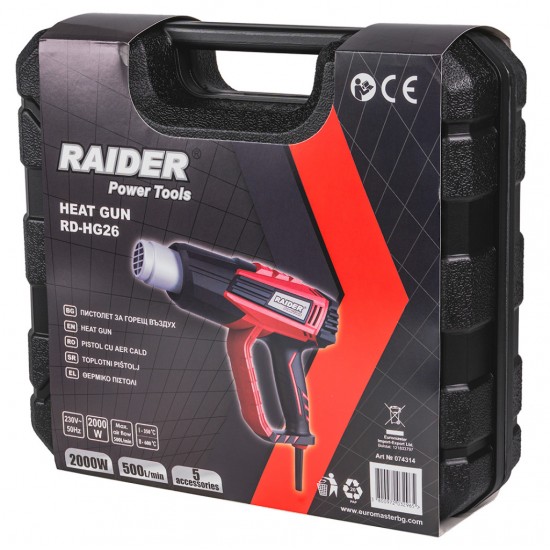 Pistol aer cald 2000W 2 trepte 5 accesorii valiza RD-HG26