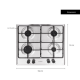 Plita incorporabila Hausberg HB-555, Gaz, 4 arzatoare, Sistem siguranta - Inox