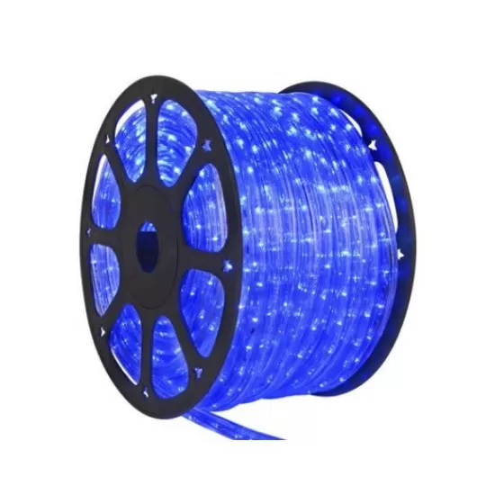 Furtun luminos cu led albastru 100m + statie