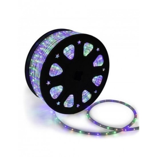 Furtun luminos multicolor cu bec 50m + statie