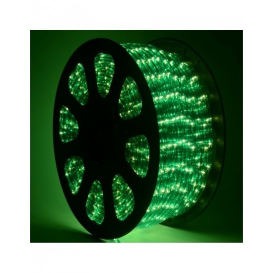 Furtun luminos cu led verde 50m + statie