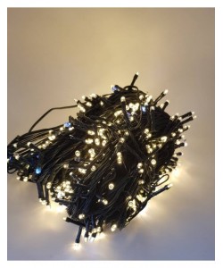 Instalatie 300 leduri albe - 18 m fir negru