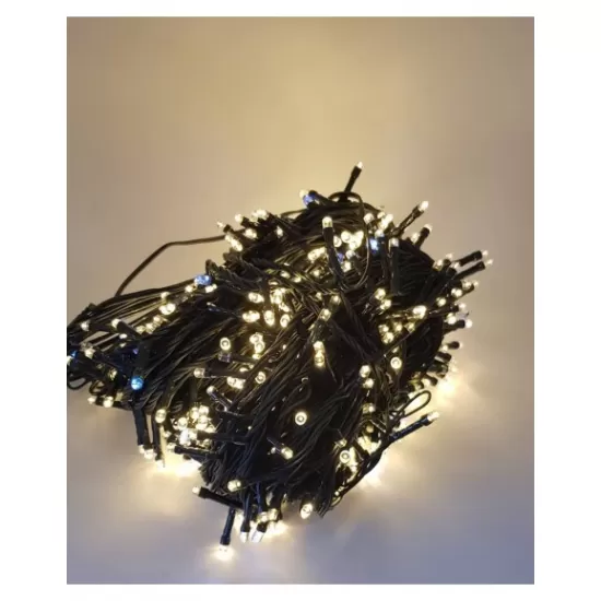 Instalatie 100 leduri albe- 8 m fir negru